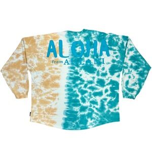 Disney Aulani Spirit Jersey Sz XL Mickey Mouse Surfing Tie Dye Aloha Teal Tan